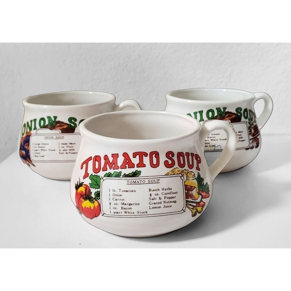 3 x Vintage 1970s Ceramic Soup Mugs - Picture 3 of 6